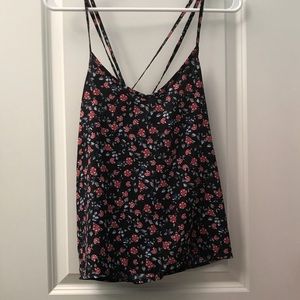Cross back floral tank top